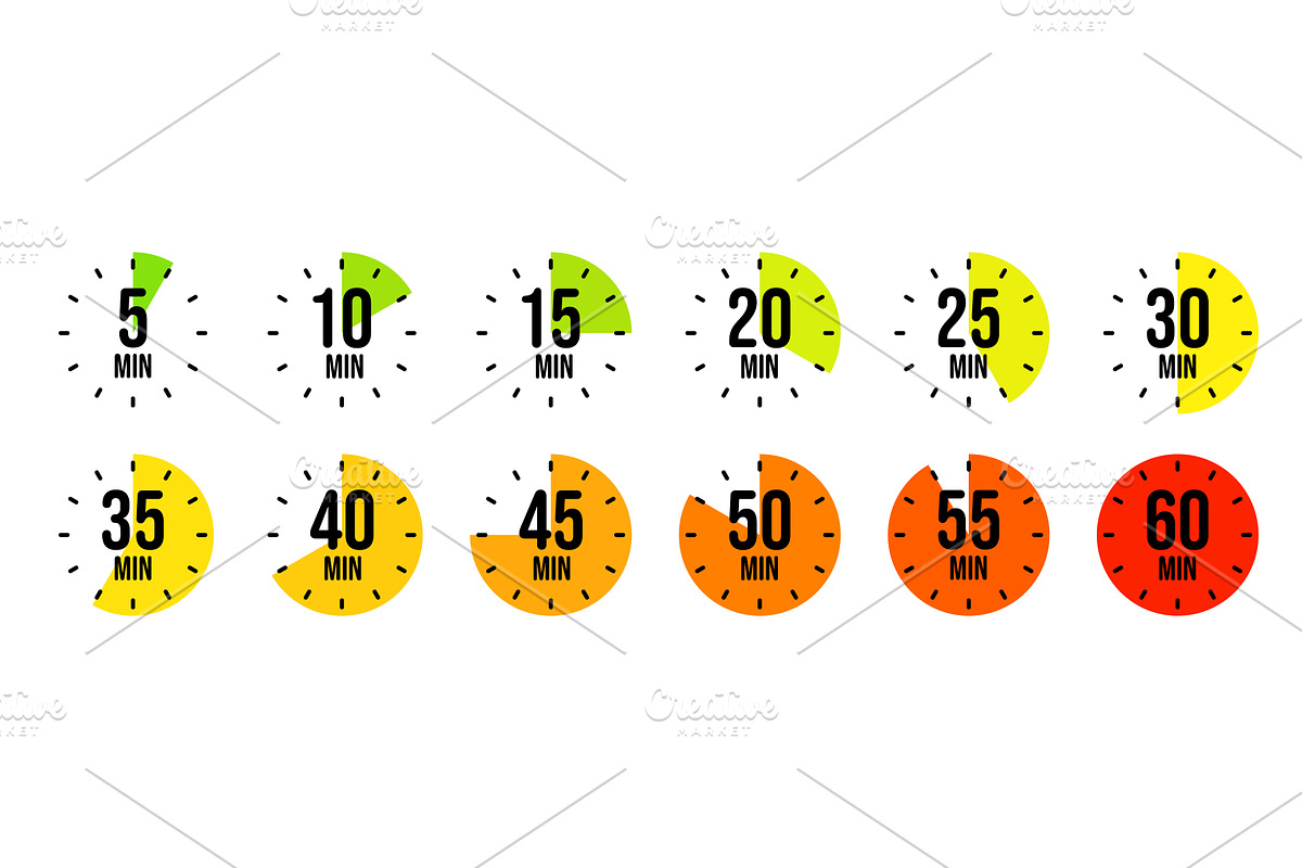 Simple stopwatch icons. Colorful, an Object Illustration by 32pixels