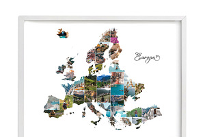 Europe Map Photo Collage Template