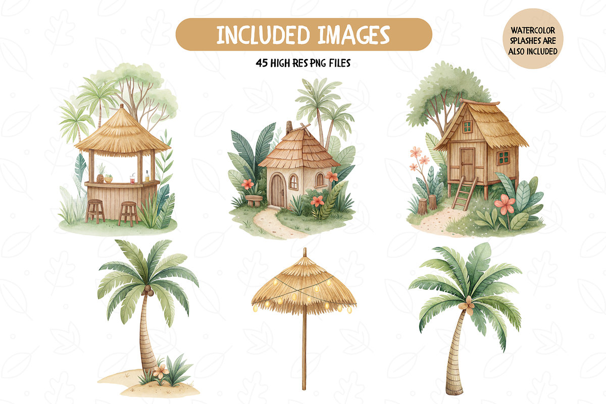 Watercolor Tropical Hawaii Clipart, an Illustration by TatiMockup (Photo 5 of 6)