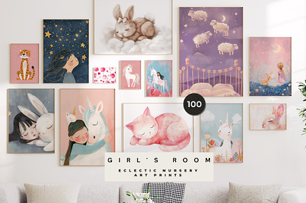 GIRL'S ROOM NURSERY PRINTS, a Background Graphic by Lana Elanor