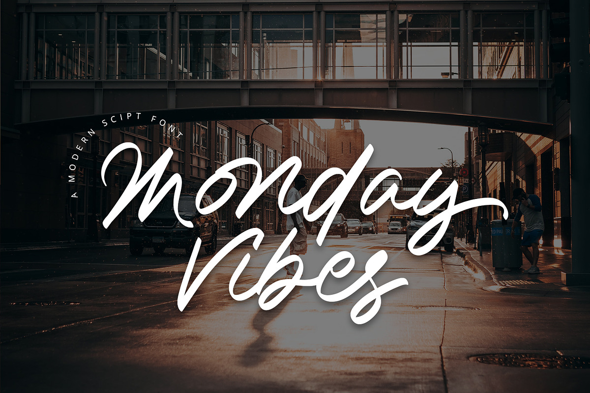 Monday Vibes - Modern Script Font, a Script Font by Alpaprana (Photo 1 of 14)