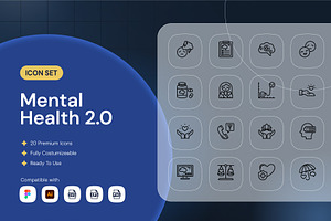 Mental Health Icon 2.0, an Outline Icon by Nathaya Studio