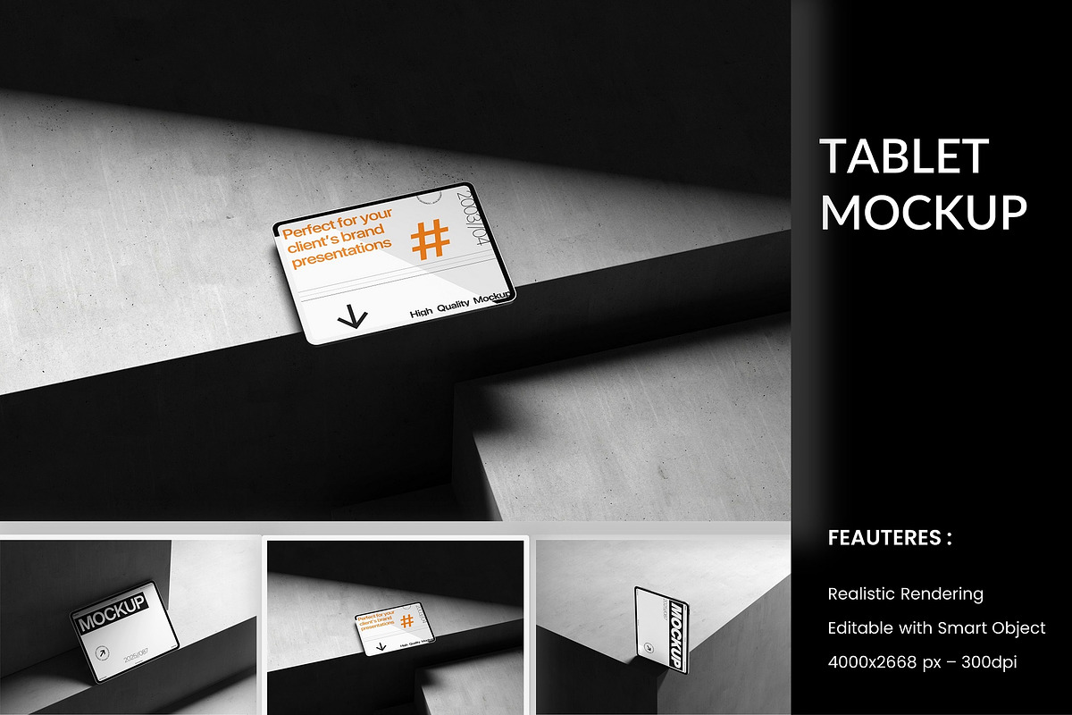 Tablet Mockup on Concrete Step, an iPad Mockup by kreatifreya (Photo 1 of 4)