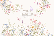 Pink Wildflowers Butterflies Clipart, a Seasonal Illustration by Sunflower Day Love (Thumbnail 2 of 4)