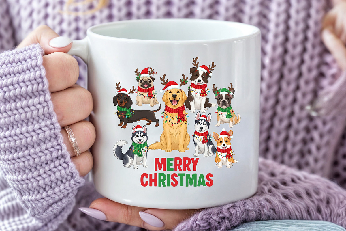 Retro Merry Christmas Dog Png, an Illustration by Craft Nest (Photo 5 of 6)