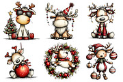 Quirky Christmas Reindeer Clipart, an Illustration by Daily.Designs (Thumbnail 2 of 5)