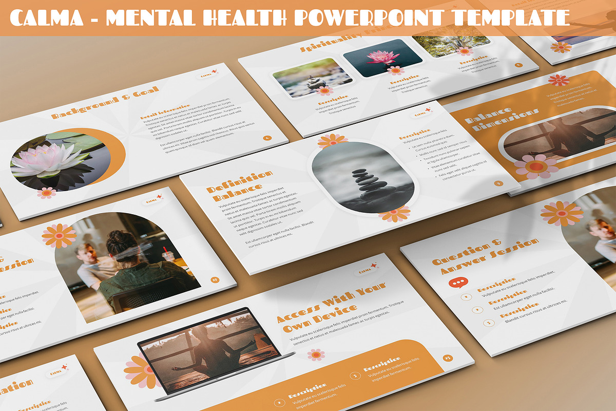 Calma - Mental Health Powerpoint, a Presentation Template by SlideFactory (Photo 1 of 4)
