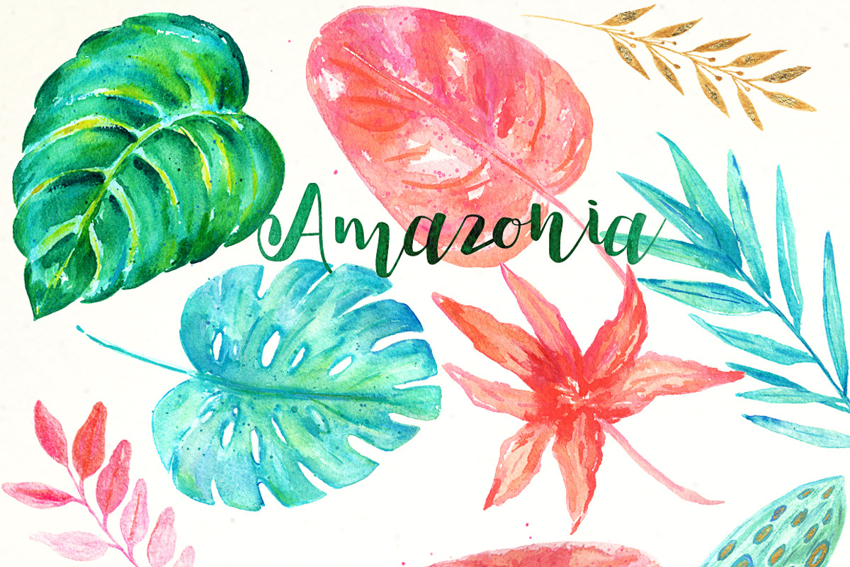 Tropical leaves. Amazonia gold, a Decorative Illustration by LABFcreations (Photo 4 of 8)