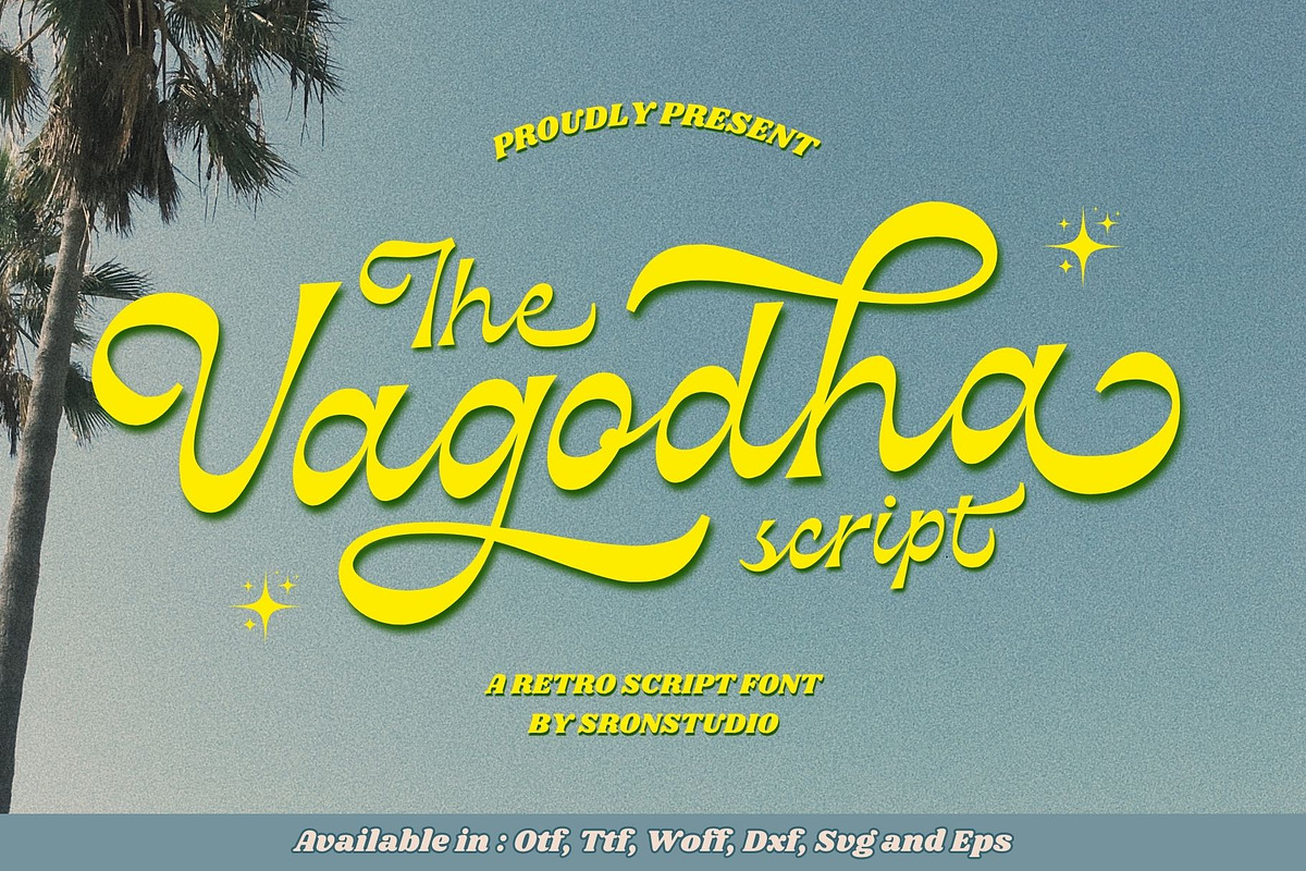 Vagodha - Retro Script, a Script Font by Sronstudio (Photo 1 of 13)