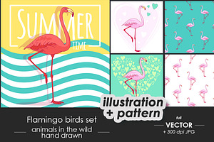 Flamingo bird set
