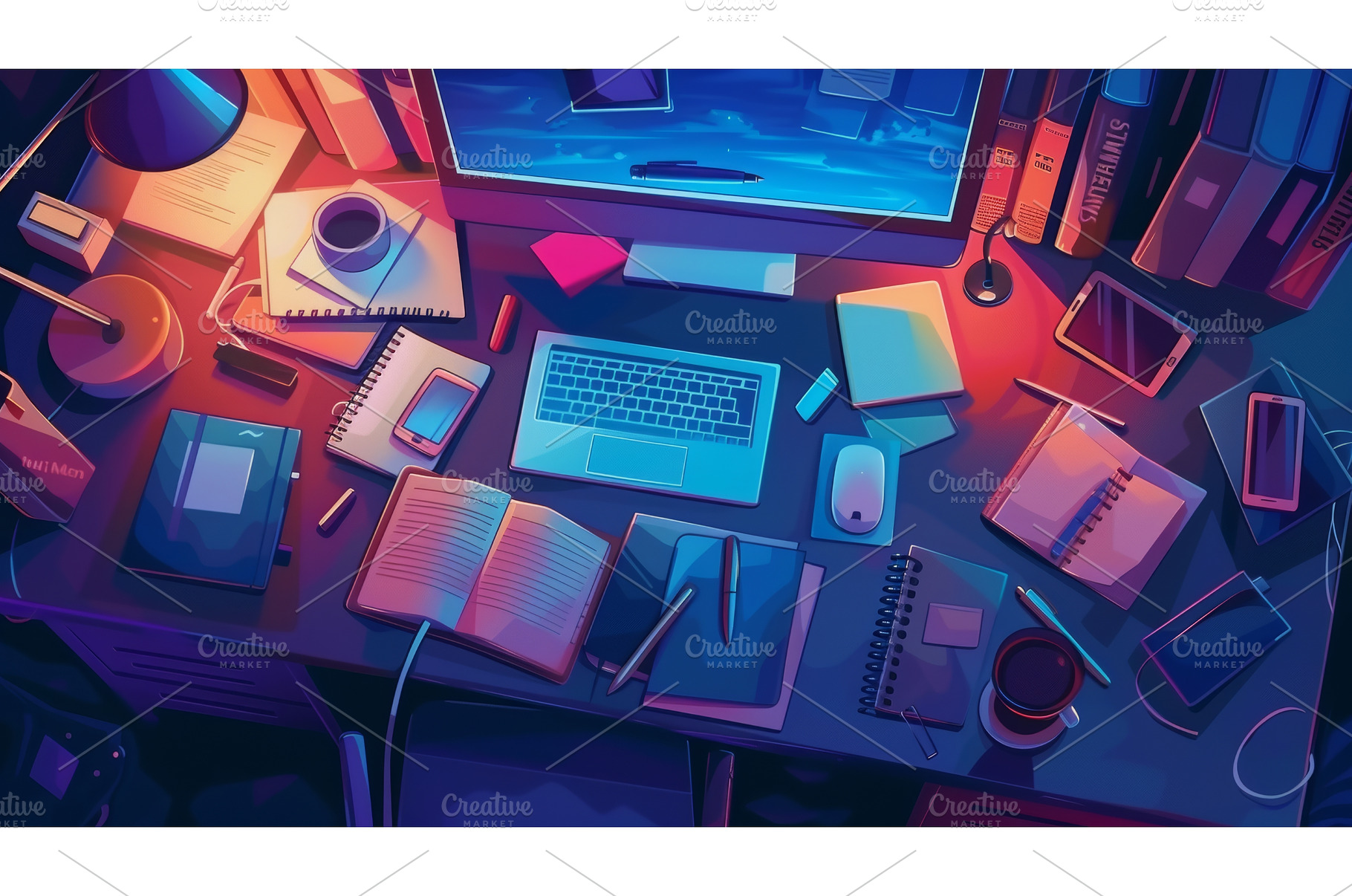 At night, a messy table with a, a Technology Photo by ZinetroN