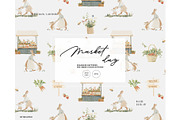 Mama bunny market rabbit pattern, a Pattern Graphic by Milatoo (Thumbnail 1 of 4)