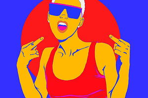 Fashion minimal illustration. Aggressive stylish girl