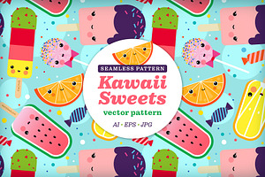 Kawaii Sweets Seamless Pattern