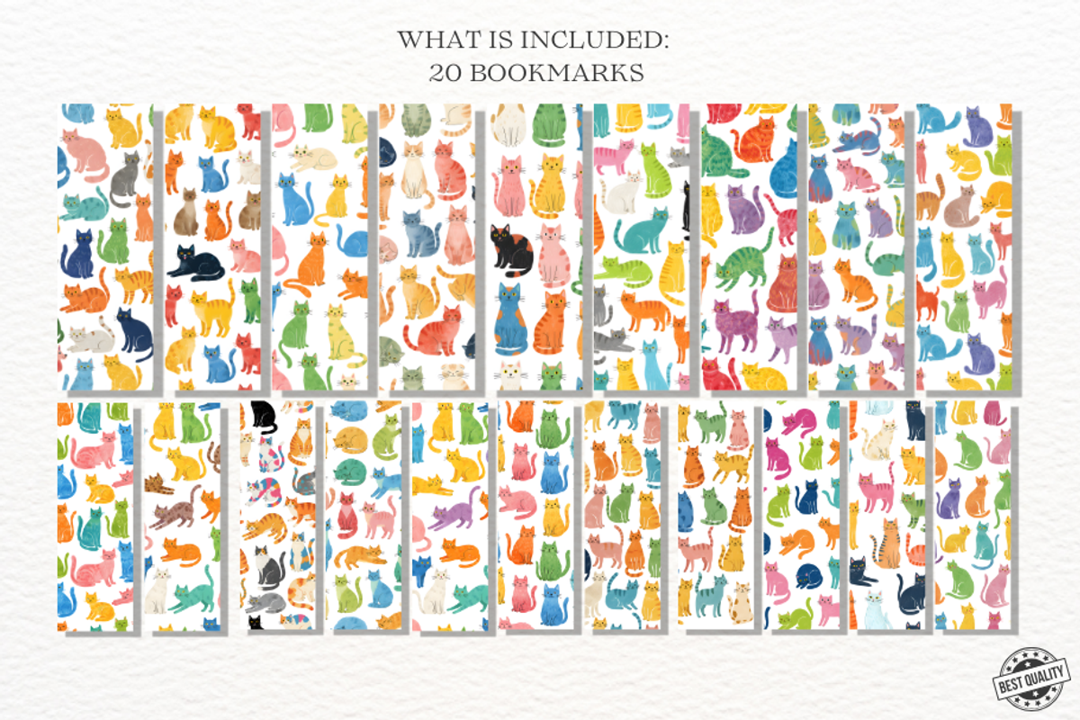 Whimsy Cats Bookmarks Png Bundle, an Animal Illustration by Markicha Art (Photo 2 of 12)