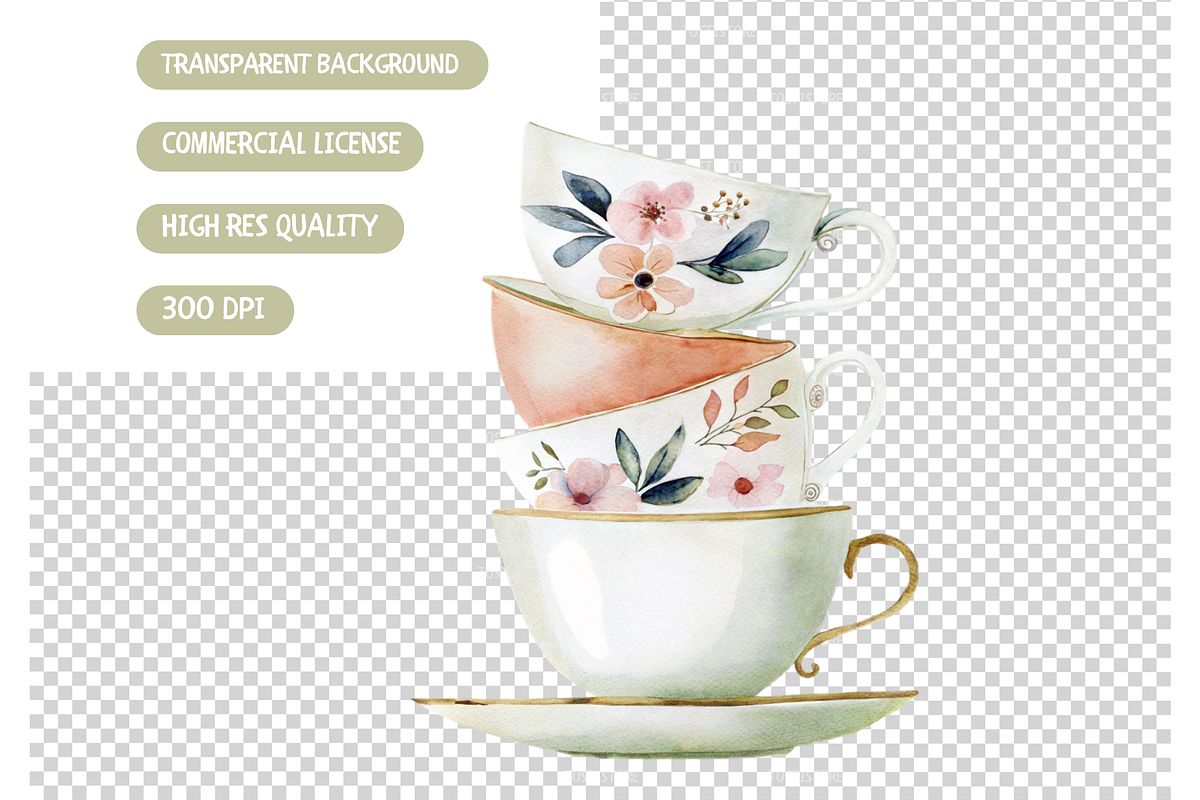 Tea Party Watercolor Clipart Set, an Illustration by TatiMockup (Photo 5 of 5)