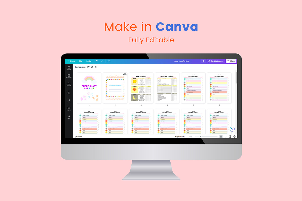 Chore chart for Kids Canva Template