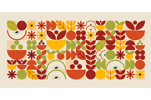 Geometric food pattern, a Food Illustration by art PVP - market