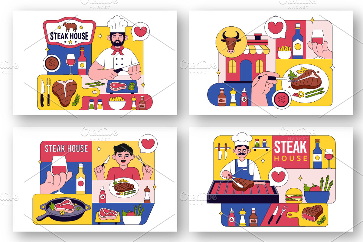 10 Steakhouse Illustration, a Food Illustration by denayunebgt (Photo 3 of 4)