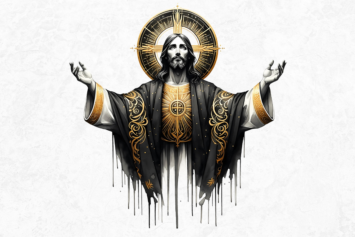 Black and Gold Jesus Christ clipart, a Person Illustration by ThatsDesignArt (Photo 4 of 10)