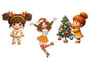 Quirky Christmas Girls Clipart, an Illustration by Craft Nest (Thumbnail 9 of 11)