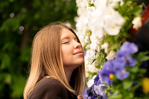 Young woman outdoors happily enjoyin, a Person Photo by Elena Vagengeim
