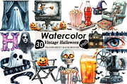 Vintage Halloween Cinema Clipart, an Illustration by Black Bird Studio (Thumbnail 1 of 6)