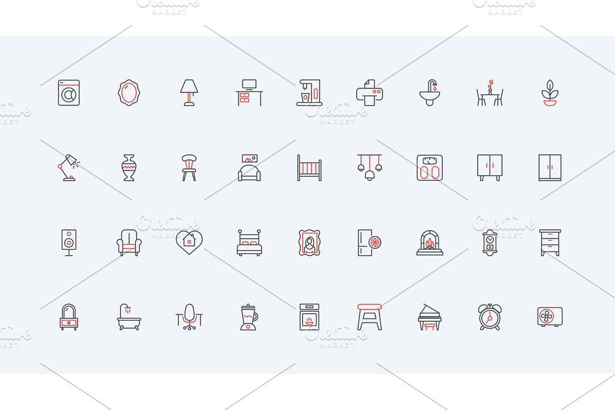 Furniture electrical icons, an Object Illustration by Lemberg Vector