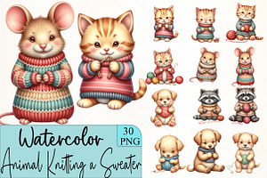 Animal Knitting a Sweater Sublimatio, an Illustration by CrexoraLab