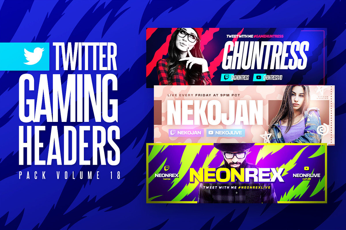 Gaming Twitter Headers Bundle, a Social Media Template by Odin_Design (Photo 2 of 10)