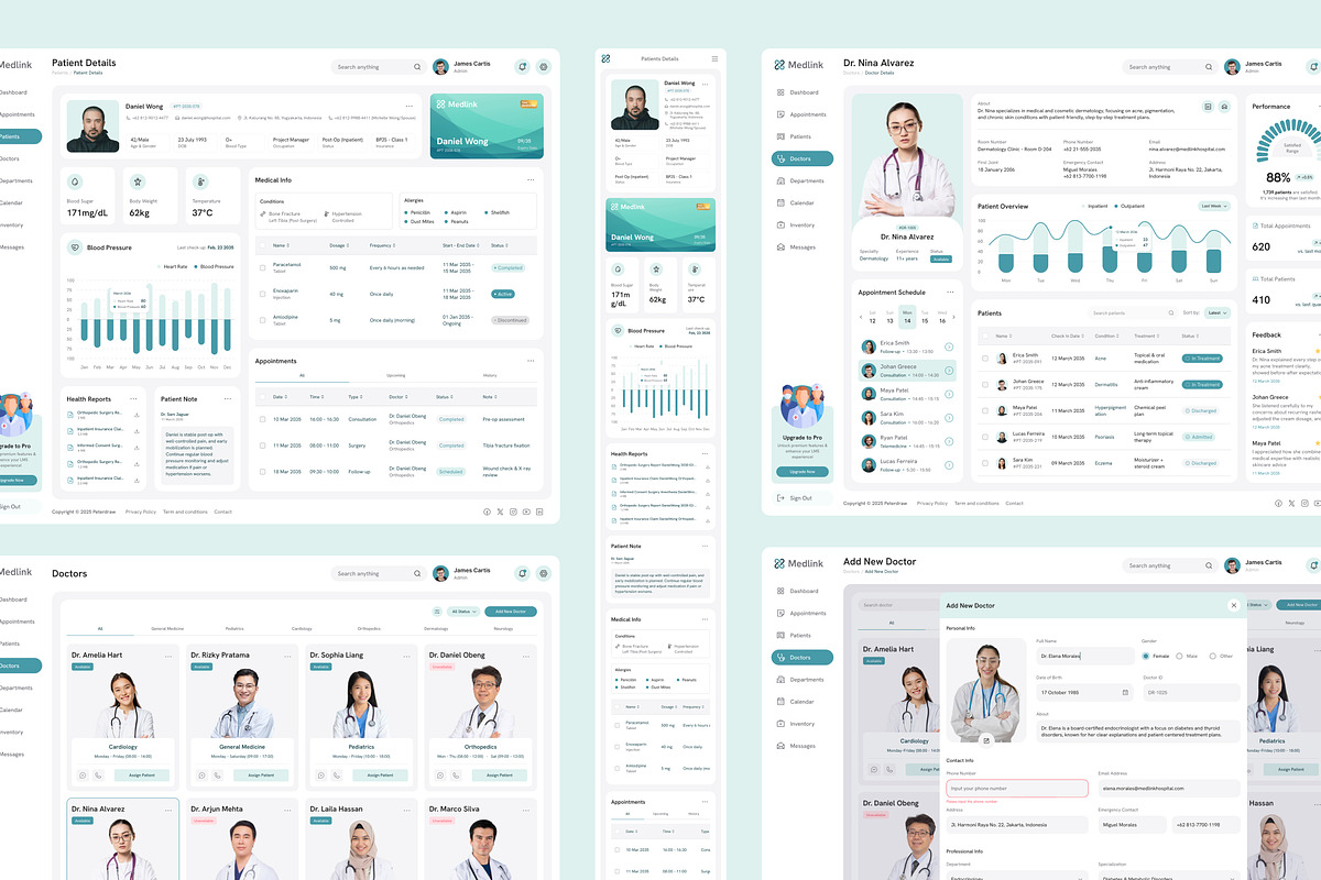 Hospital Management Dashboard UI, an UI Kit Template by peterdraw (Photo 3 of 7)