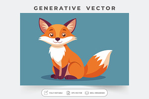 A joyful fox sits with a bright expr, a Graphic by Iftikhar Alam