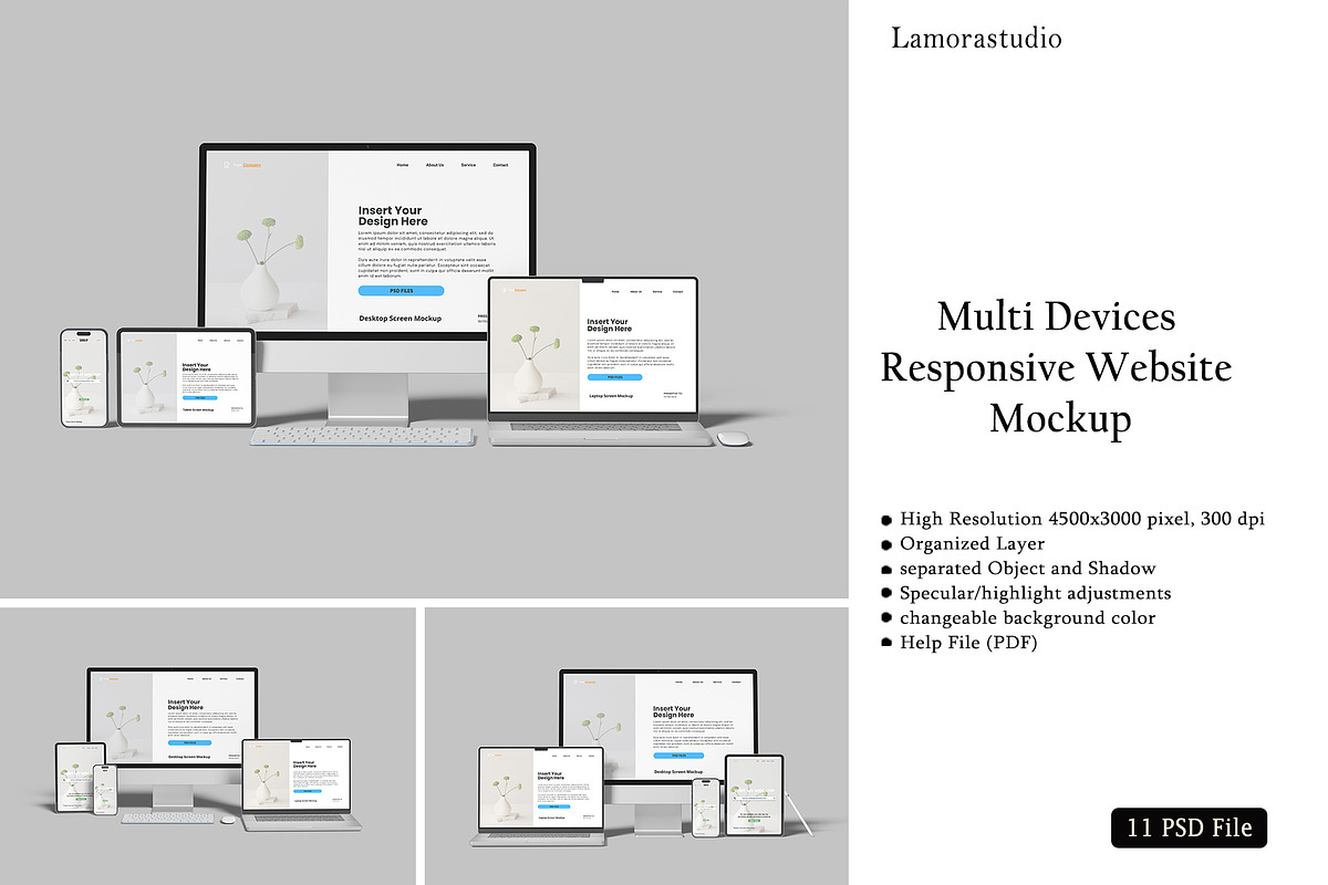 Multi Devices Responsive Mockup, a Device Mockup by lamorastudio (Photo 1 of 12)