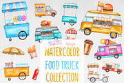 Watercolor food trucks and carts, a Food Illustration by Olha's watercolor (Thumbnail 1 of 10)