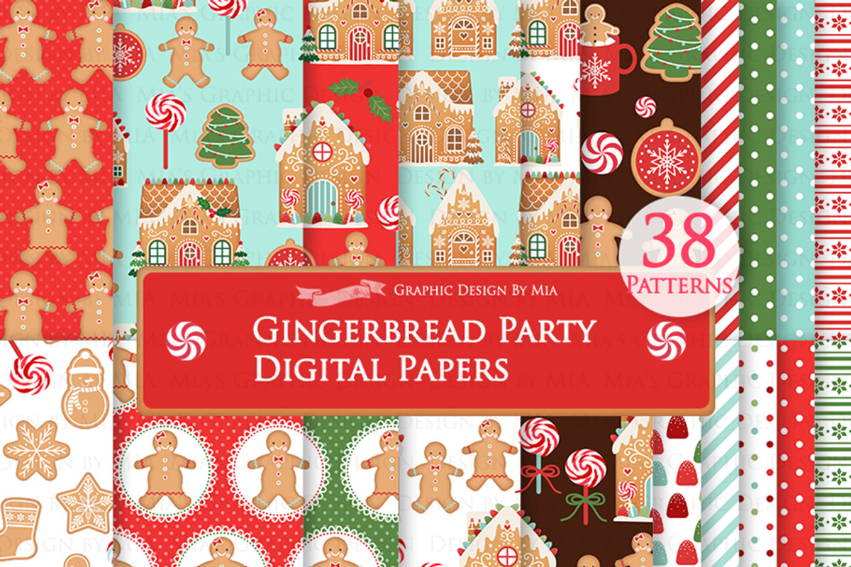 Gingerbread Clipart+Pattern set, an Illustration by Mia's Graphic Design
