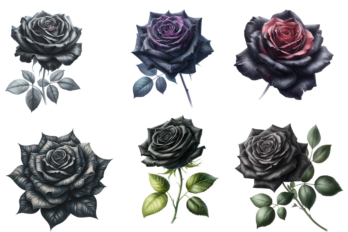 Watercolor black rose Clipart, an Illustration by Designworld (Photo 4 of 5)