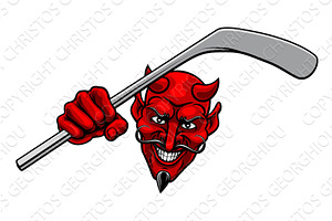 Devil Satan Ice Hockey Sports Mascot, an Illustration by Christos Georghiou