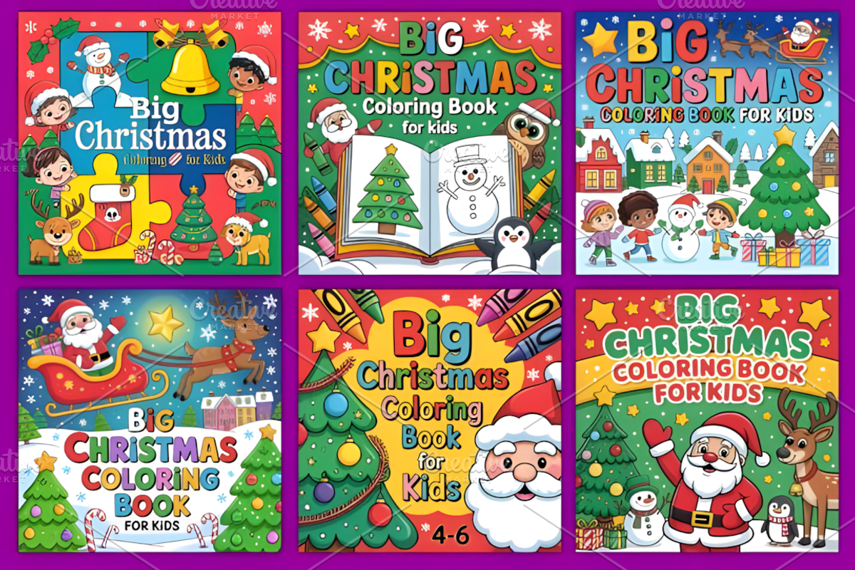 Big Christmas Coloring Book for Kids, a Seasonal Illustration by Coco Bloom (Photo 3 of 4)