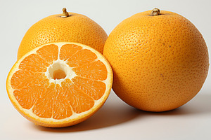orange fruits fresh white background