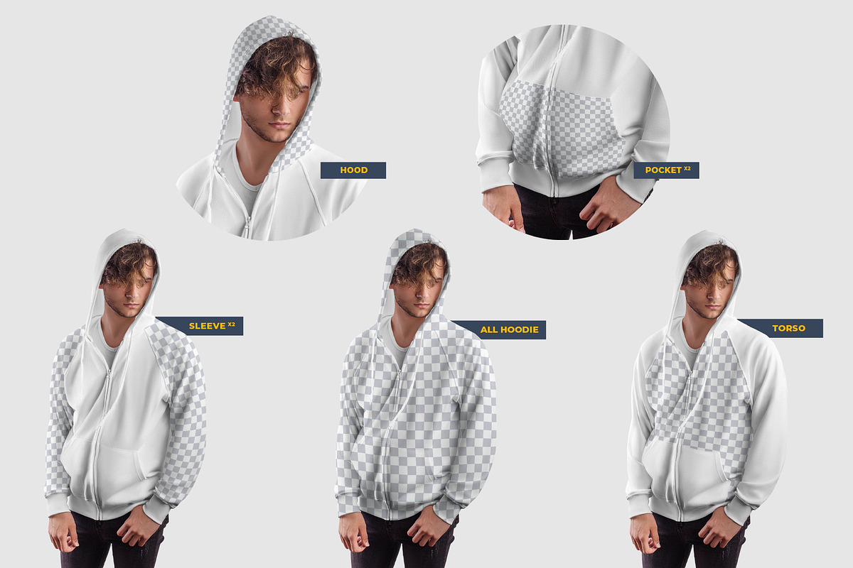 10 Men's Zip Hoodie Mockups, a Hoody Mockup by Grow Design Craft Studio (Photo 7 of 8)