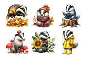 Watercolor Autumn Badger Clipart, an Illustration by Daily.Designs (Thumbnail 4 of 5)