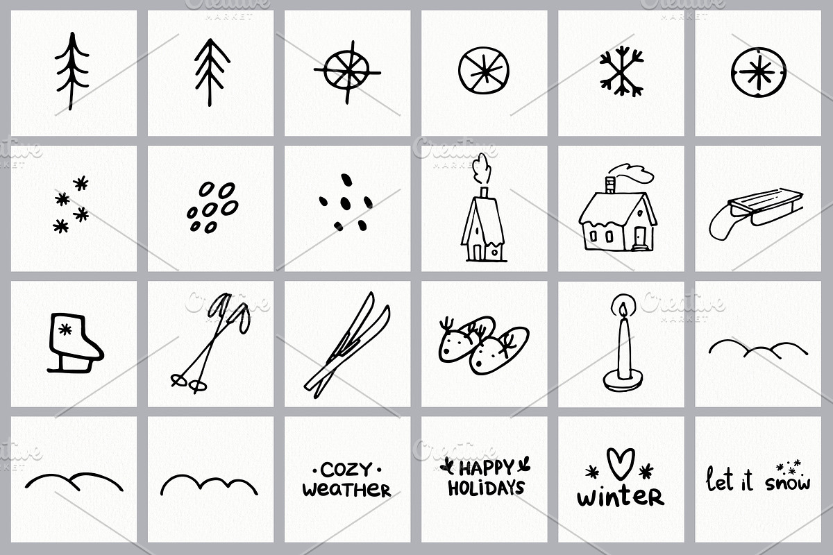 Winter Doodles set, an Object Illustration by Ekaterina Goncharova (Photo 4 of 7)