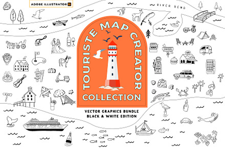 Travel Map Creator Collection, an Illustration by Happy Monday Creative