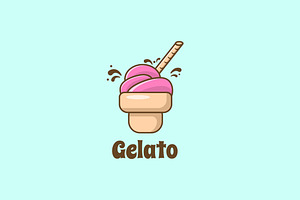 Gelato Ice Cream Logo Design Icon, a Branding & Logo Template by Morvana Crew