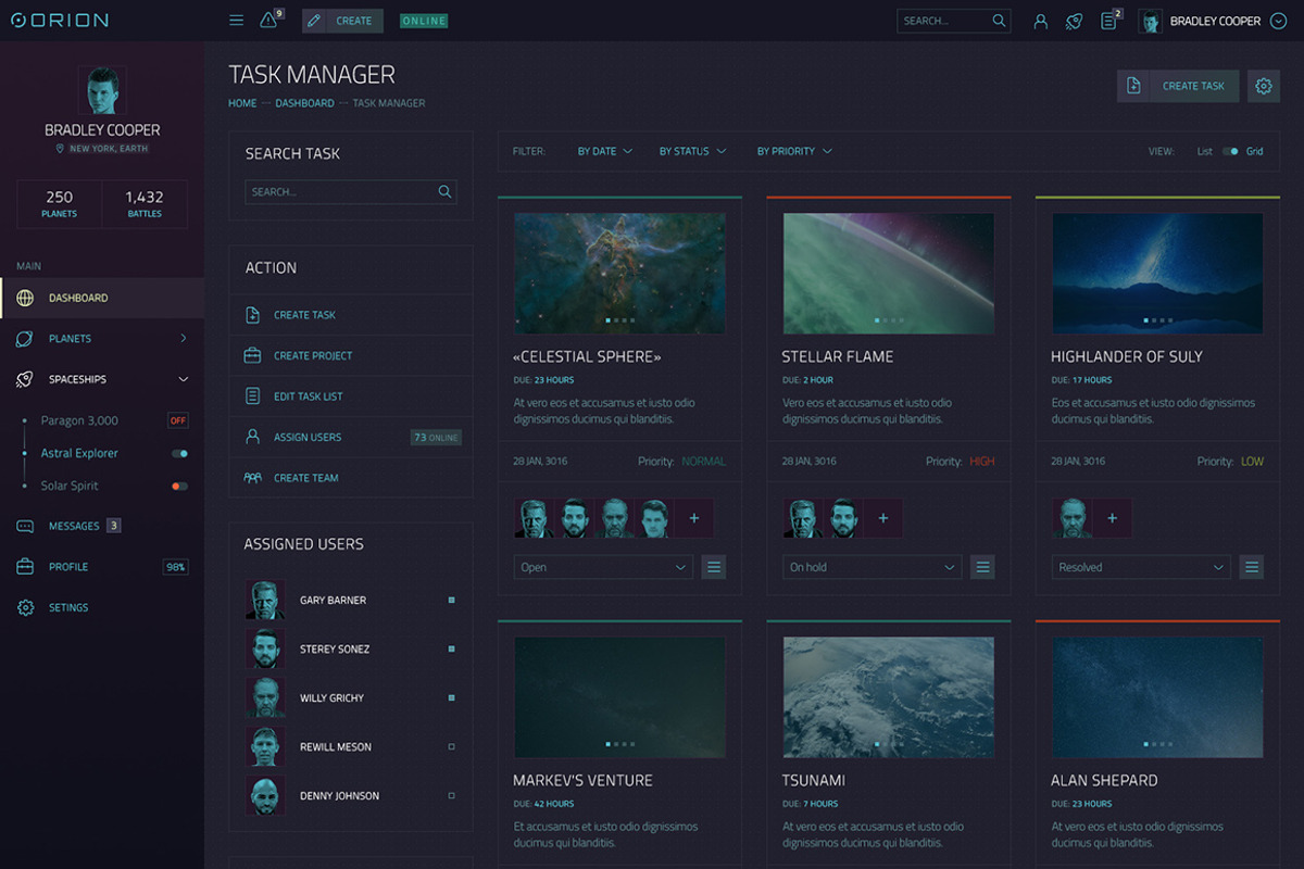 ORION – Sci-Fi Dashboard, an UI Kit Template by laaqiq (Photo 9 of 18)