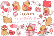 Groovy Capybara Valentine Clipart, an Animal Illustration by ponponartwork (Thumbnail 1 of 5)