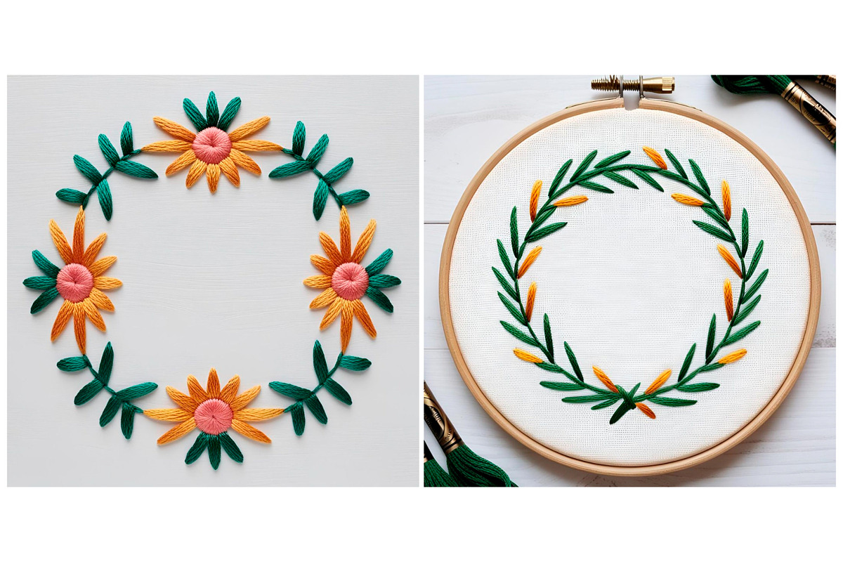 Floral Frame Border Embroidery, a Background Graphic by IrySha (Photo 3 of 7)