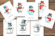 Cartoon Christmas Snowmans. PNG, an Animal Illustration by KENO Mascots (Thumbnail 6 of 8)
