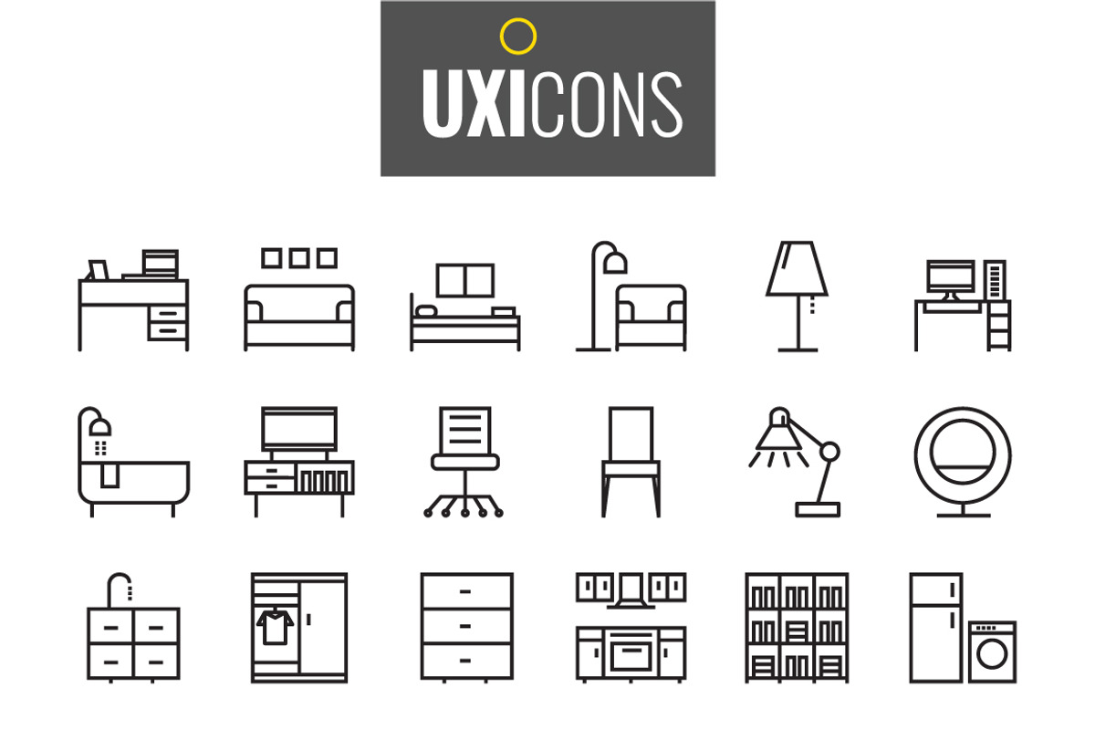 UXIcons Design: 30 Furniture icons, an Outline Icon by Foxyard studio (Photo 2 of 4)