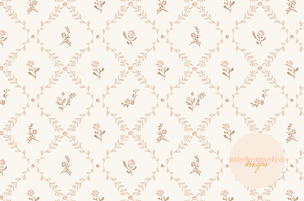 Sweet Pea Floral Lattice Pattern, a Pattern Graphic by Mieken Petra Designs